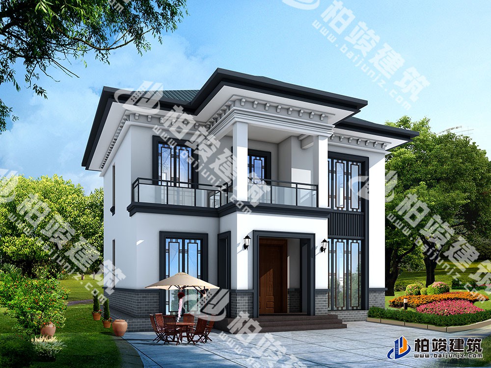 新款農(nóng)村自建二層別墅設計圖，新中式風格，戶型布局實用