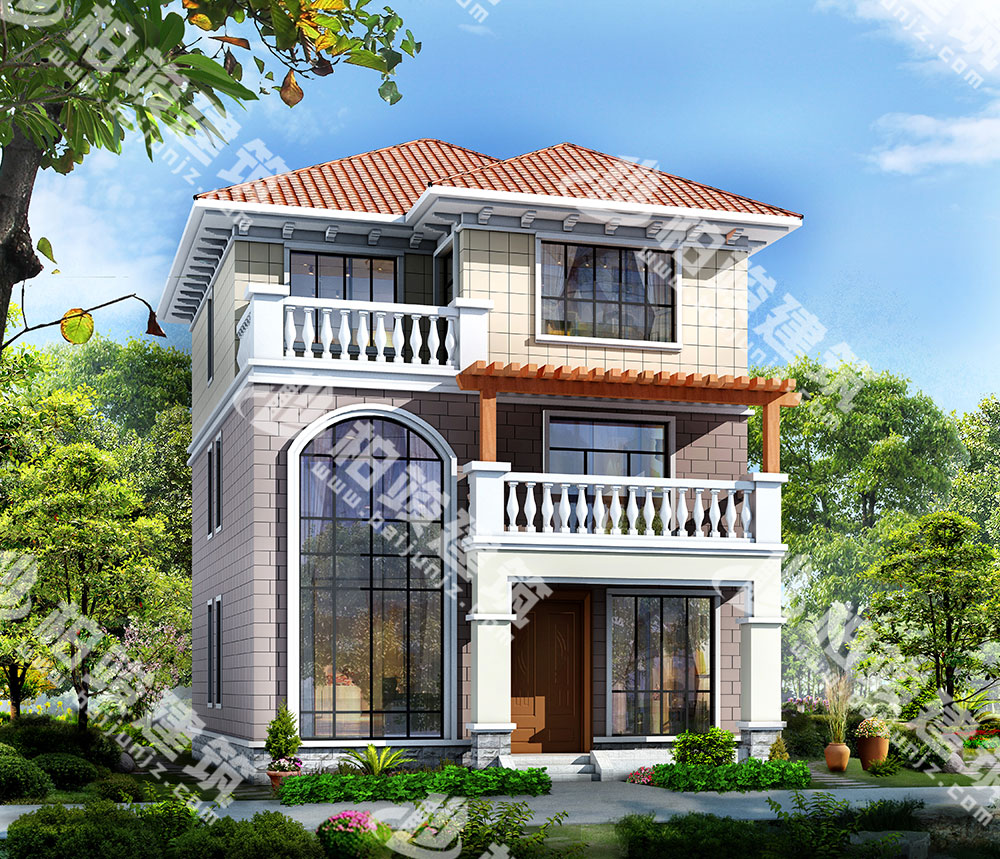 農(nóng)村三層簡歐風自建房設計圖，造型清新別致，內(nèi)部9房設計