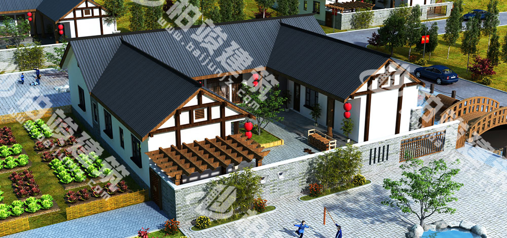 農(nóng)村自建三合院設(shè)計(jì)圖，大尺度中式庭院，造價(jià)僅20萬