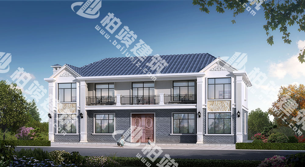 農(nóng)村二層簡歐風(fēng)別墅設(shè)計(jì)圖，內(nèi)部11室，帶備用房