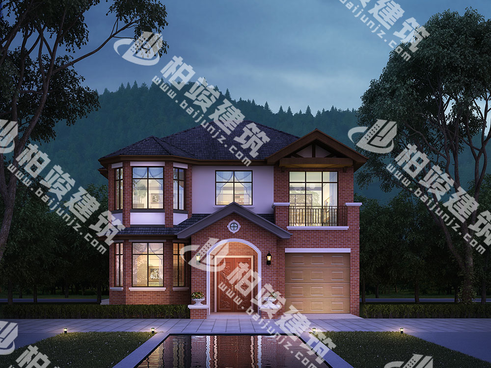 農(nóng)村二層別墅設(shè)計(jì)，美式田園風(fēng)情，帶車庫、烤火房