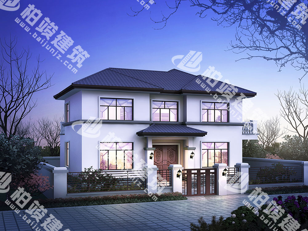 二層現(xiàn)代風(fēng)格自建房設(shè)計(jì)圖，框架結(jié)構(gòu)，大氣設(shè)計(jì)