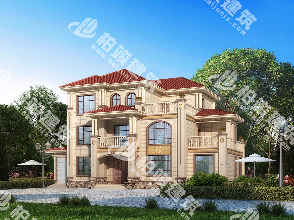 農(nóng)村三層簡(jiǎn)歐風(fēng)格自建房設(shè)計(jì)圖，占地218㎡，外觀典雅溫馨，內(nèi)部配置很全