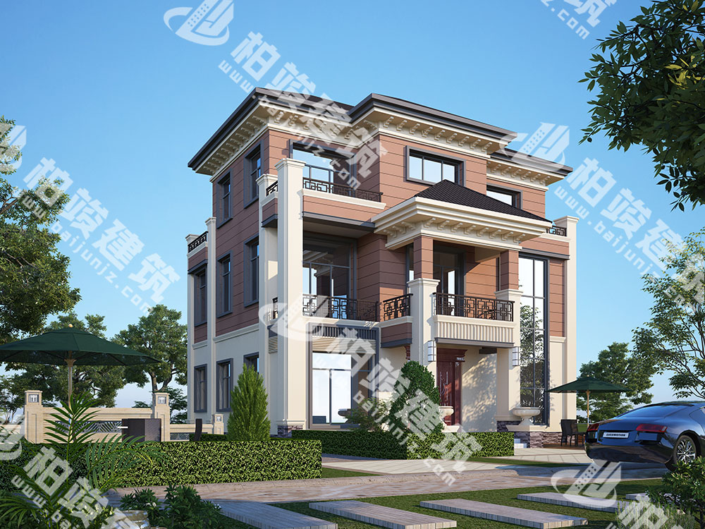 農(nóng)村三層別墅設(shè)計(jì)，新中式風(fēng)格，造型大氣沉穩(wěn)，內(nèi)部功能分區(qū)完善