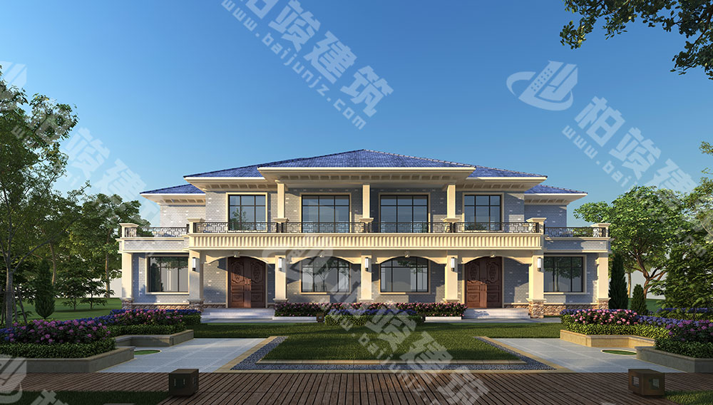 農(nóng)村自建二層雙拼別墅，磚混結(jié)構(gòu)，簡歐風(fēng)格，戶型通透，布局合理