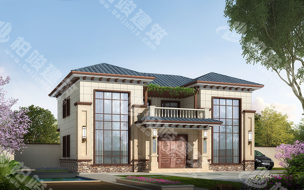 農(nóng)村自建房設(shè)計(jì)圖，兩層雙拼別墅，新中式風(fēng)格，空間利用率高