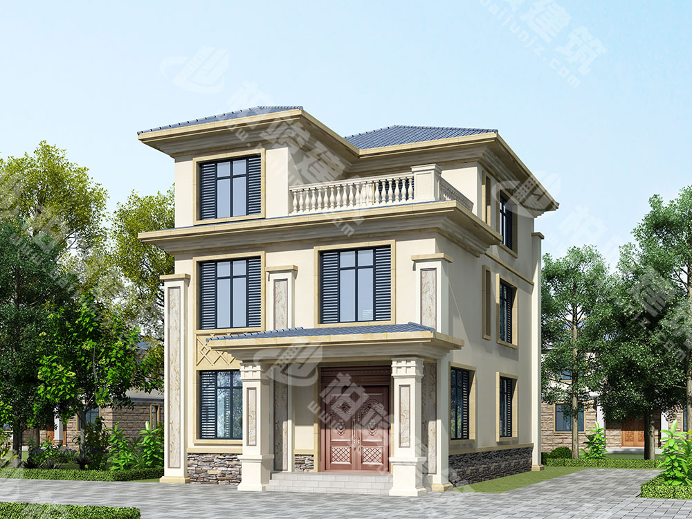 鄉(xiāng)村小別墅圖紙，三層簡(jiǎn)歐風(fēng)格，設(shè)計(jì)簡(jiǎn)單，布局緊湊，實(shí)用上選