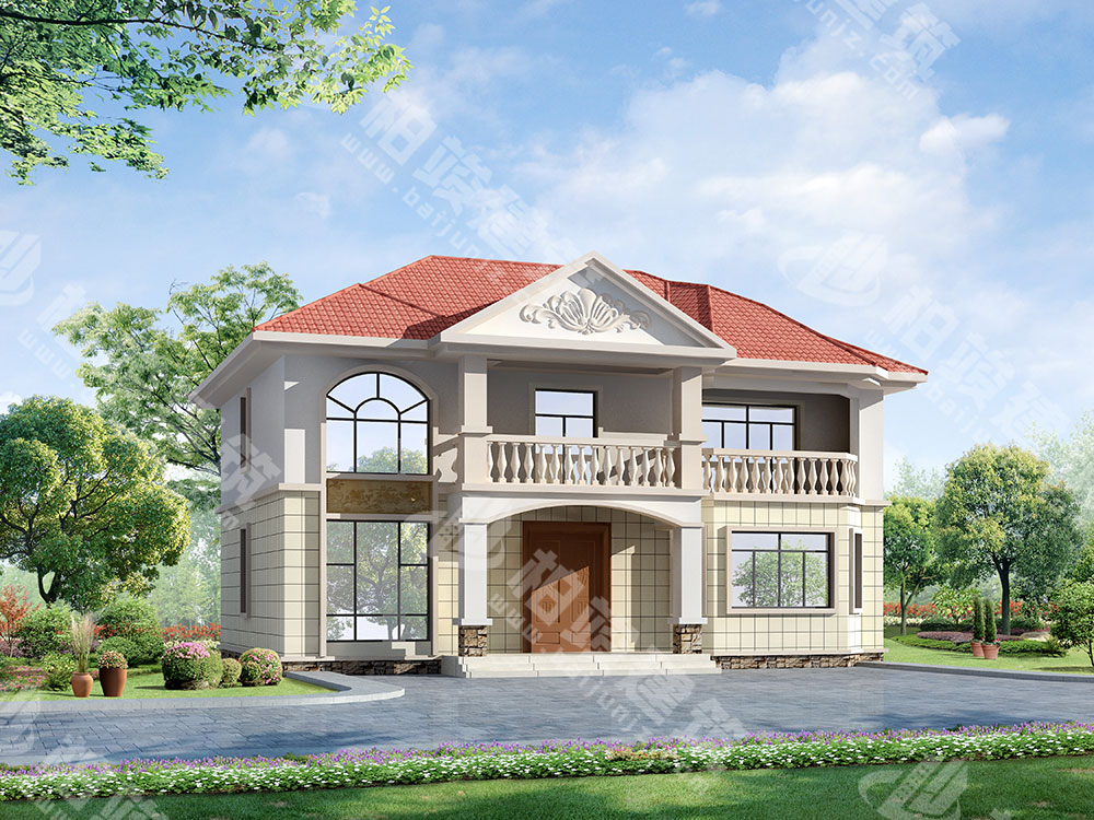 農(nóng)村二層別墅設(shè)計(jì)圖紙，清新簡(jiǎn)歐風(fēng)外觀，內(nèi)部8室3廳4衛(wèi)，實(shí)惠美觀