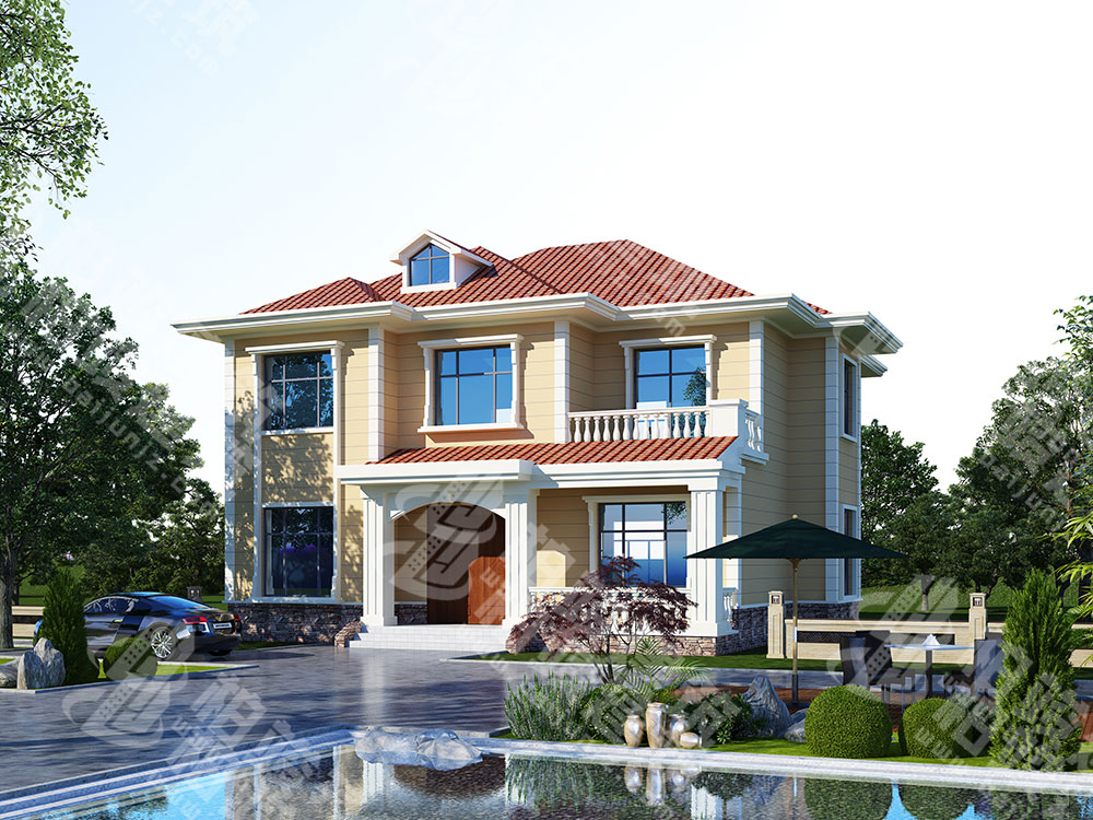 農(nóng)村二層樓房設(shè)計(jì)，清新橘色系簡(jiǎn)歐風(fēng)格，格局很通透