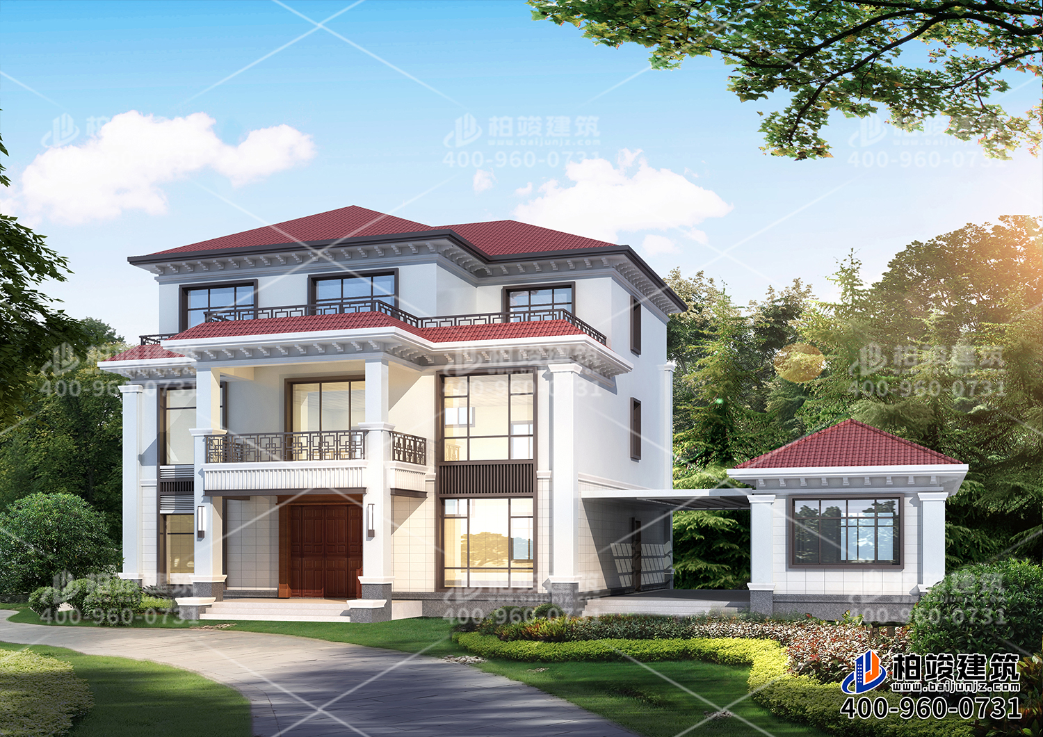 鄉(xiāng)村別墅設(shè)計圖紙，三層中式別墅設(shè)計。