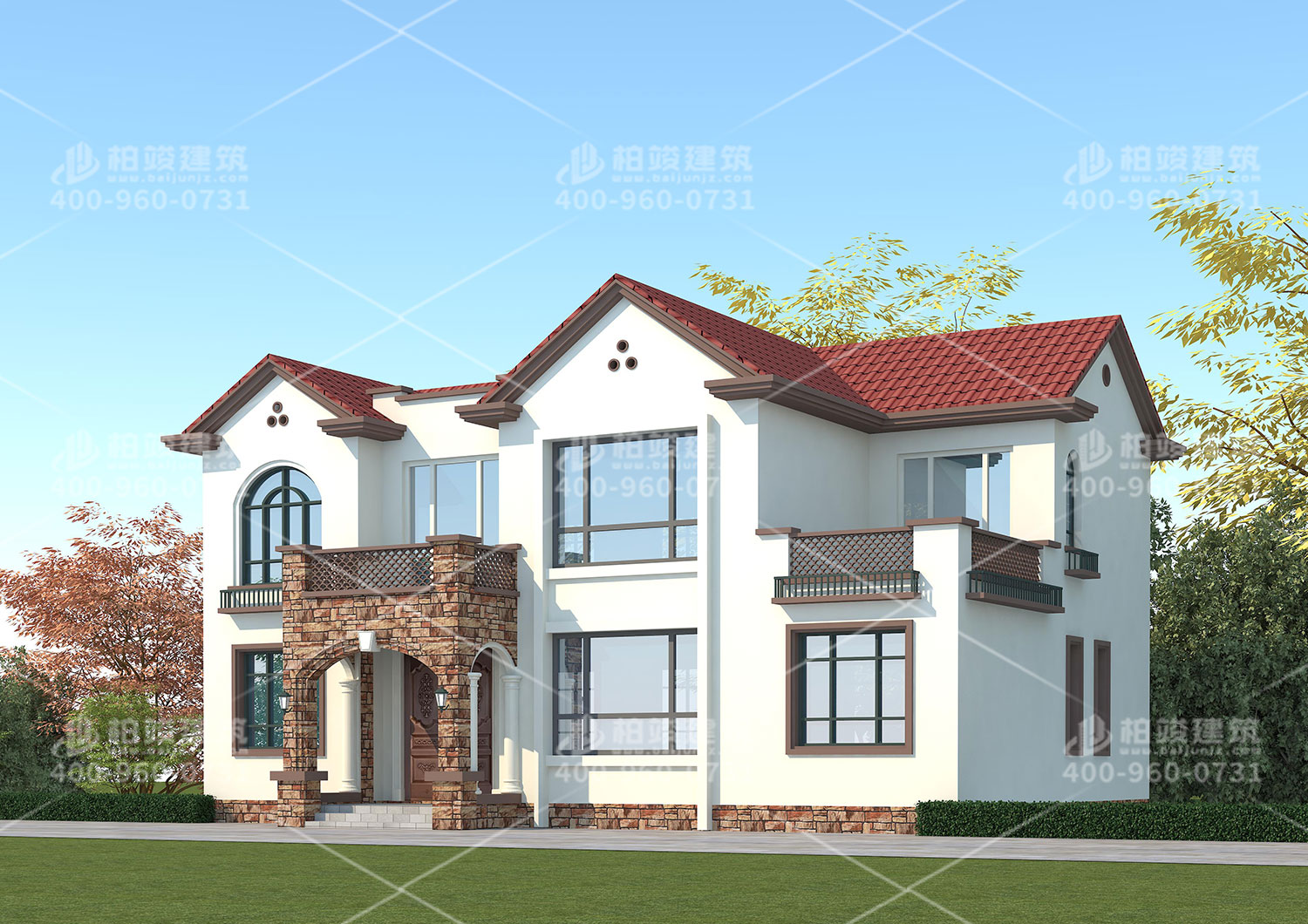 歐式二層別墅，帶內(nèi)衛(wèi)長輩更舒心。