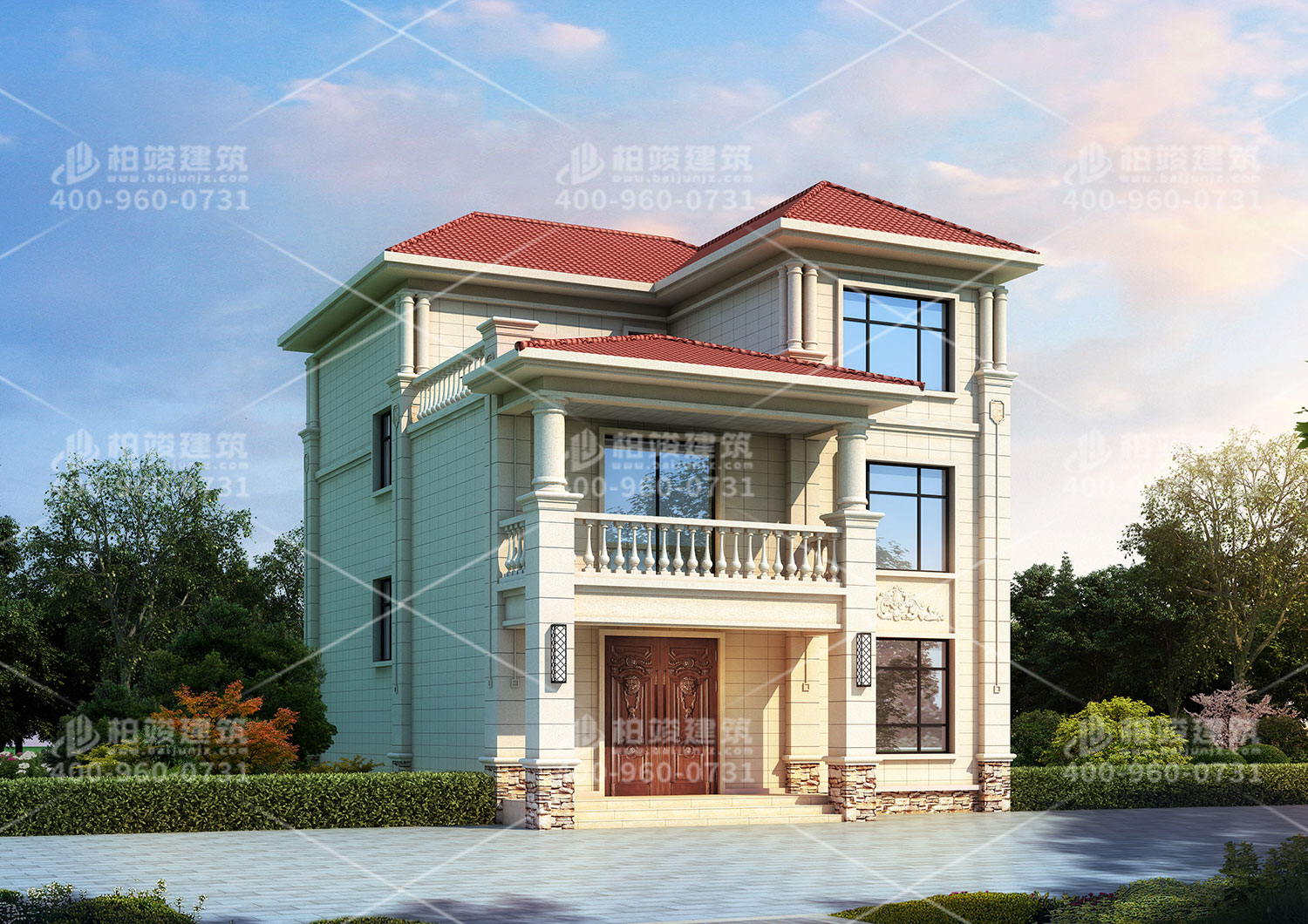 三層自建房圖紙時(shí)尚非凡，特色感十足。