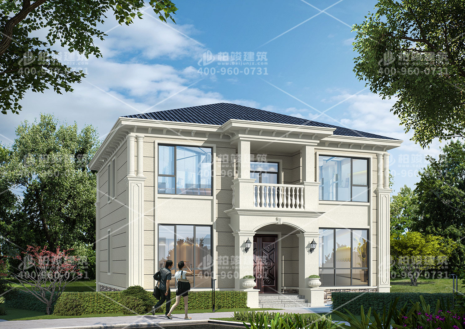 二層房屋設(shè)計(jì)效果圖，好看的外觀讓人心曠神怡。