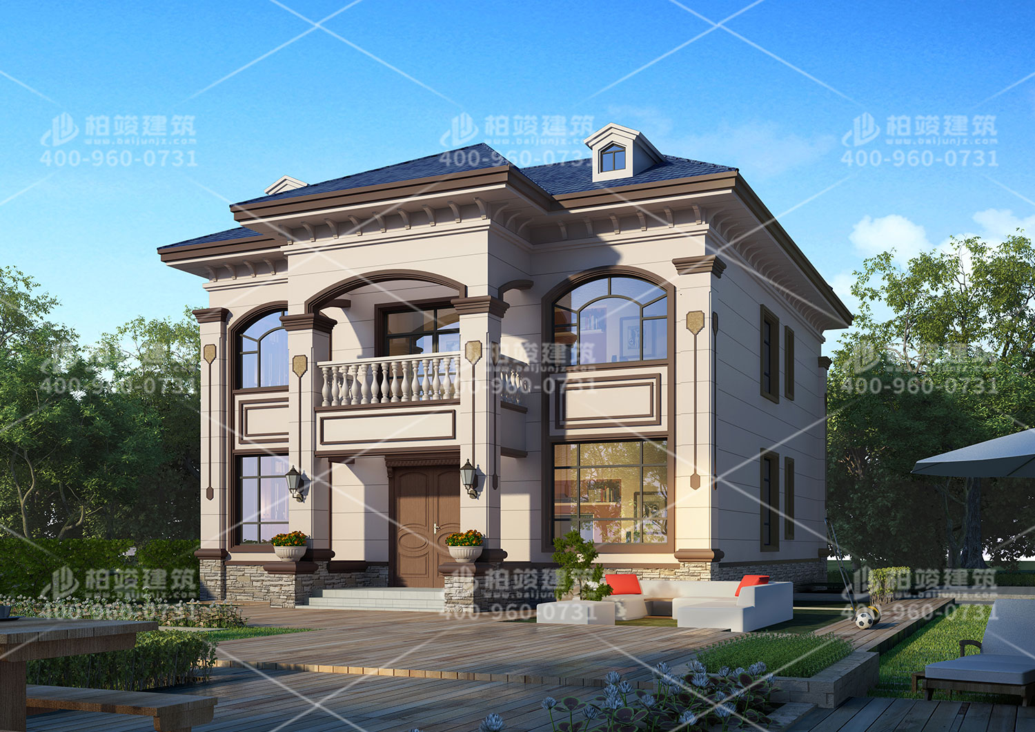 推薦一棟兩層斜屋頂別墅。舒適的選擇