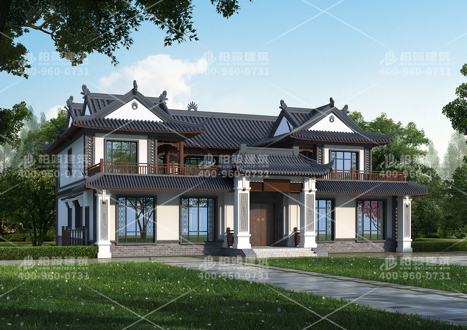 中式二層別墅設(shè)計(jì)，外觀漂亮還實(shí)用。