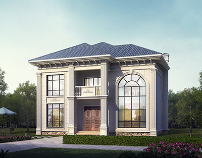 二層歐式小別墅設(shè)計(jì)圖，帶坡屋頂。