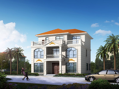 帶露臺(tái)樓房效果圖，三層歐式風(fēng)格。