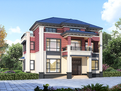 三層別墅設(shè)計(jì)圖，帶大空間露臺(tái)。