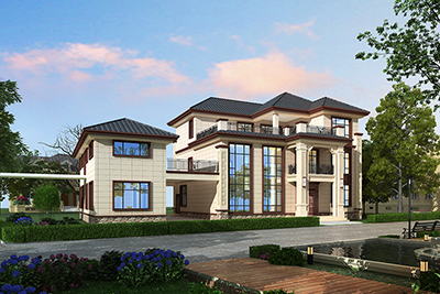 復(fù)式三層別墅設(shè)計(jì)圖，帶陽光房。