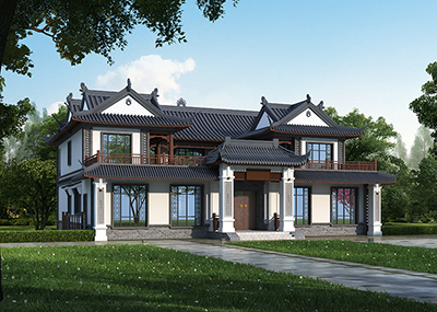 新中式四合院圖紙?jiān)O(shè)計(jì)，配有茶室娛樂室。