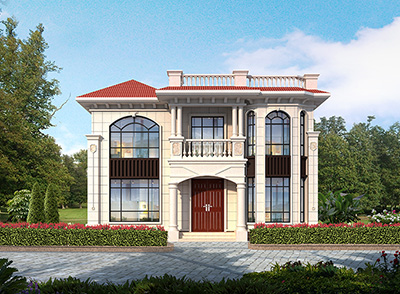 二層房屋設(shè)計(jì)圖大全，帶落地窗。