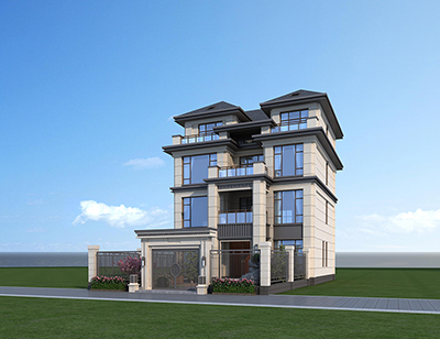 四層鄉(xiāng)村樓房設(shè)計圖，帶酒窖和影音室。