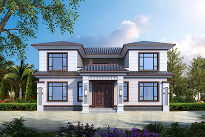 中式二層樓房設(shè)計圖，占地面積194平。