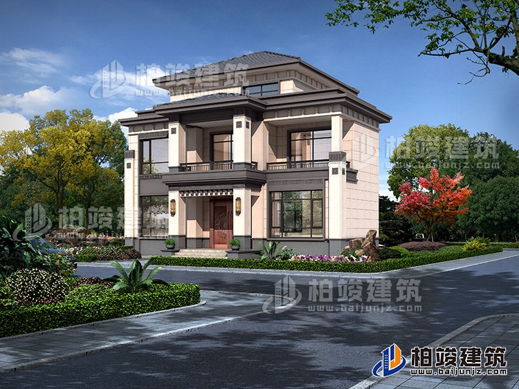 三層磚混結(jié)構(gòu)房屋設(shè)計圖，配書法露臺。