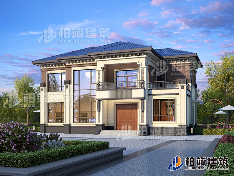 二層磚混結(jié)構(gòu)別墅設(shè)計圖，客廳挑空的別墅