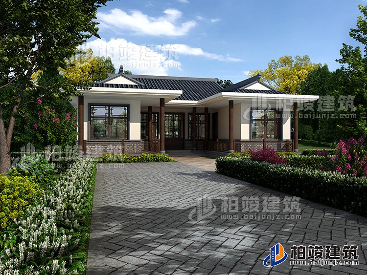 一層中式別墅，帶地下室酒窖。