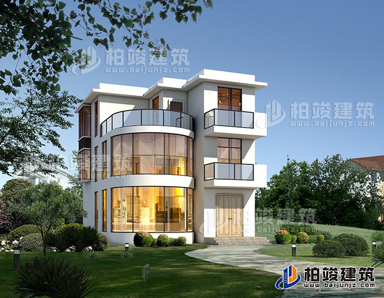 三層現(xiàn)代簡約風(fēng)格別墅設(shè)計圖,五開間。