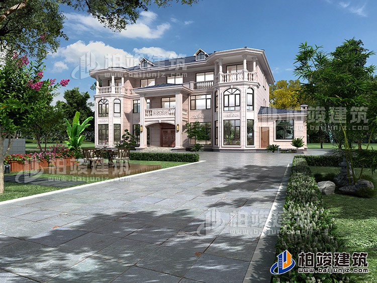 三層豪華大氣歐式別墅設(shè)計圖，雙客廳