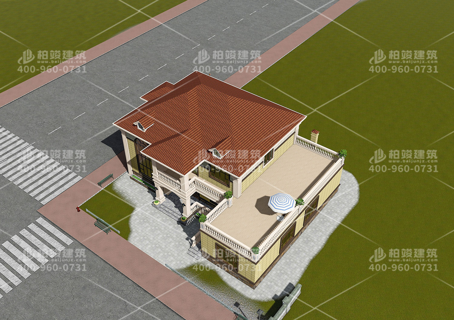 長沙吳總定制歐式帶涼亭露臺(tái)別墅設(shè)計(jì)