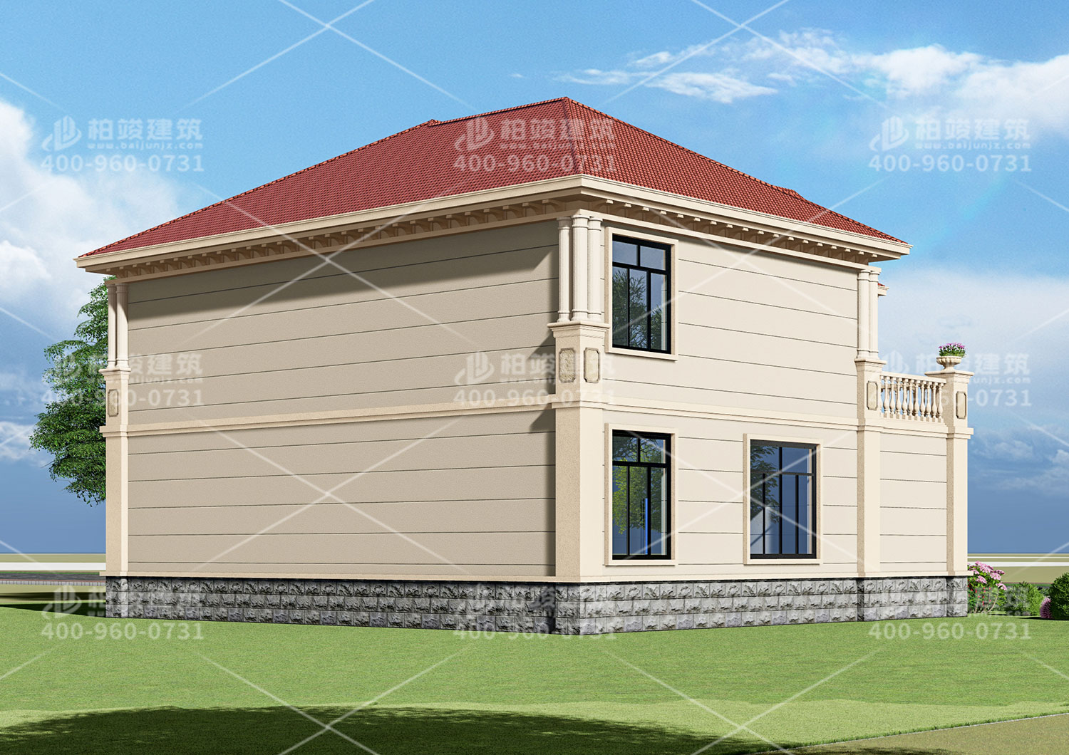 河南黃總定制二層歐式帶涼亭別墅設(shè)計