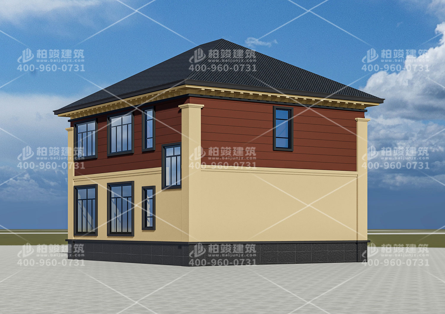 河南趙總中式二層建筑設計