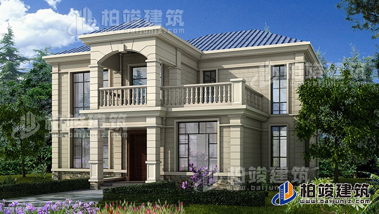 農(nóng)村二層小別墅，簡歐風格實用美觀別墅設計圖BZ243-簡歐風格