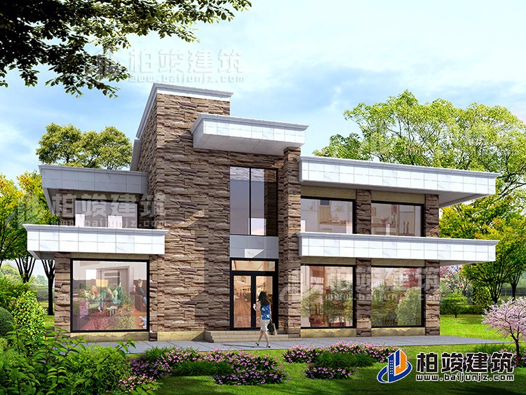 二層農(nóng)村現(xiàn)代別墅設(shè)計圖紙，有娛樂室、健身房18x12米BZ252-新中式風(fēng)格