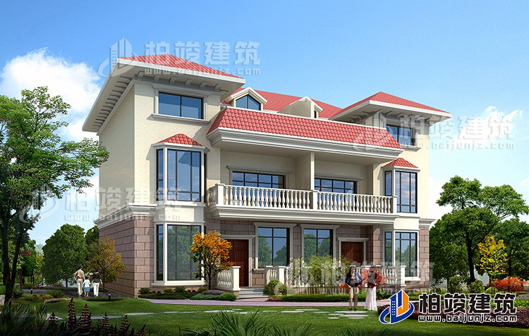 農(nóng)村三層歐式雙拼別墅設計圖紙　造價30萬BZ311-簡歐風格