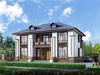 鄉(xiāng)村二層中式別墅施工及設計效果圖紙整套，小巧精致！