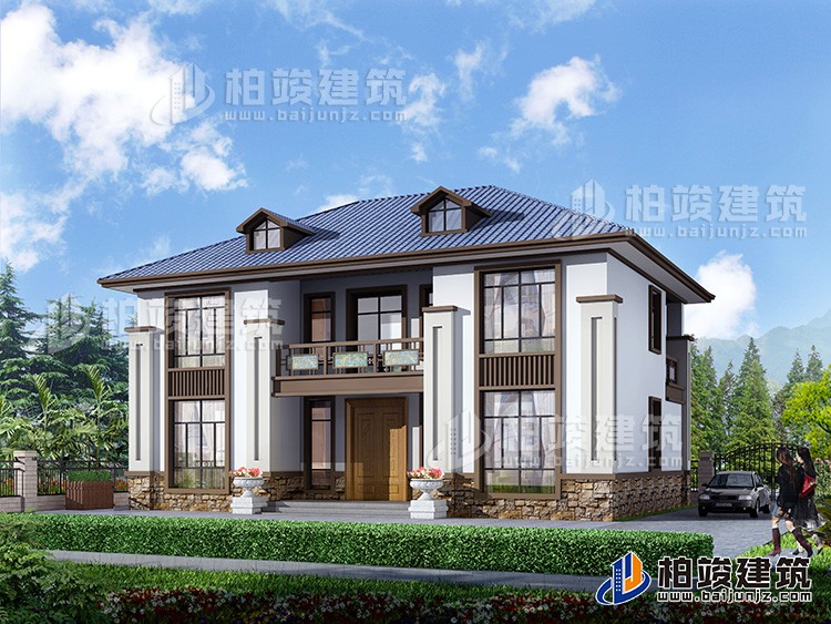 鄉(xiāng)村二層中式別墅施工及設(shè)計(jì)效果圖紙整套，小巧精致！BZ270-新中式風(fēng)格