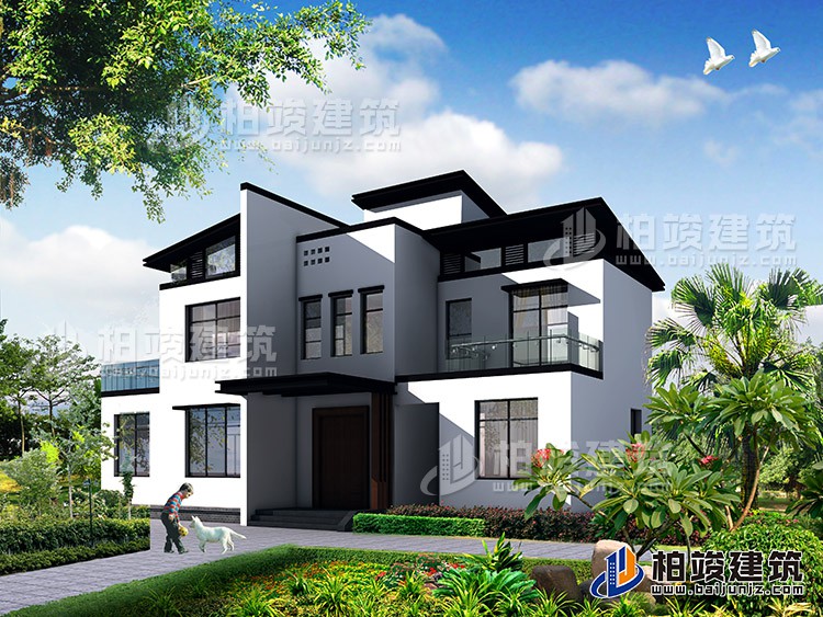 新中式二層別墅設(shè)計施工圖，占地120平米左右BZ220-新中式風(fēng)格