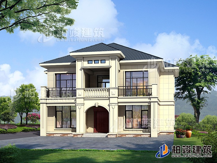 二層歐式小別墅設(shè)計(jì)方案，全套建筑設(shè)計(jì)圖紙BJ277-簡歐風(fēng)格