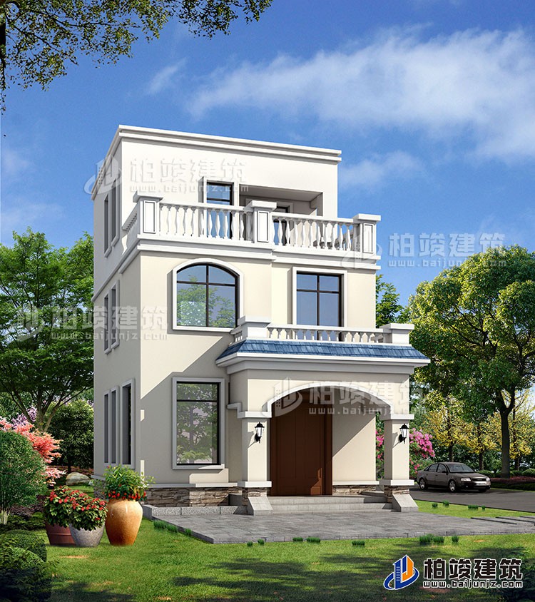 歐式三層樓房設(shè)計圖，三層新農(nóng)村樓房圖紙BZ353-簡歐風格