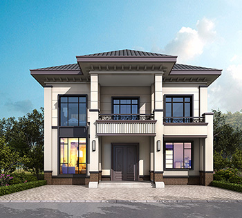 二層簡歐風(fēng)格農(nóng)村小別墅設(shè)計圖紙，帶露臺、柴火房