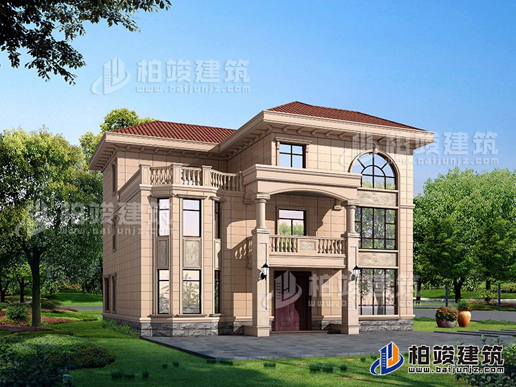 農(nóng)村三層樓房設(shè)計圖及效果圖，復(fù)式框架結(jié)構(gòu)BZ378-簡歐風(fēng)格