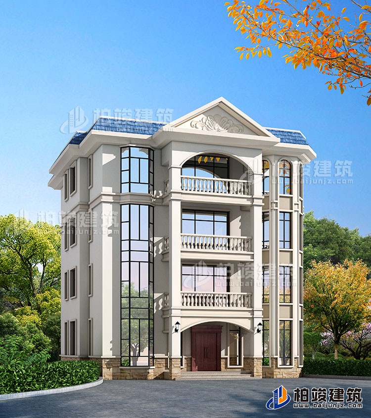 四層豪華歐式別墅自建樓房設(shè)計(jì)圖紙，帶效果圖和全套施工圖BZ407-簡歐風(fēng)格