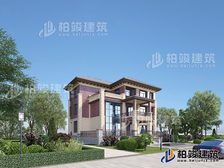 三層復(fù)式別墅設(shè)計(jì)方案圖，戶型合理、造價35萬BZ382-簡歐風(fēng)格