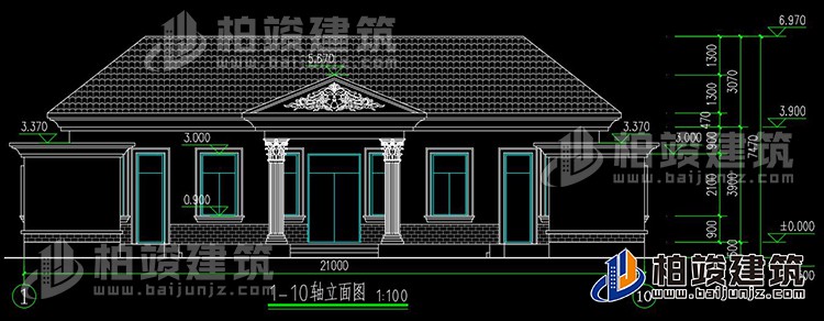 農(nóng)村蓋房設(shè)計(jì)大全一層房子的設(shè)計(jì)圖紙，帶漂亮的小院子BZ116-簡(jiǎn)歐風(fēng)格