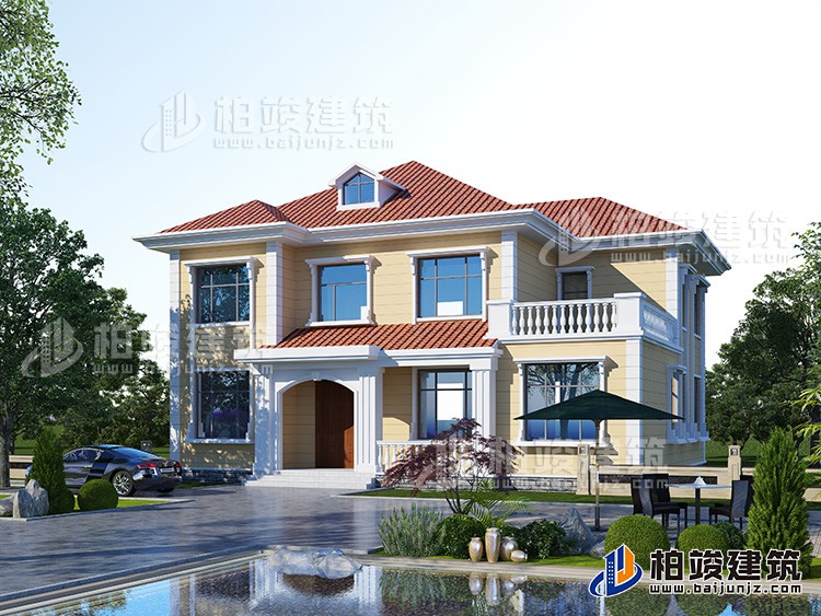 農(nóng)村二層小洋樓設(shè)計圖，帶外觀效果圖，外觀新穎，漂亮BJ2506-簡歐風(fēng)格