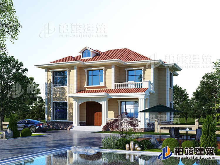 新農村二層帶露臺別墅設計圖施工圖紙 造價25萬BZ2507-簡歐風格